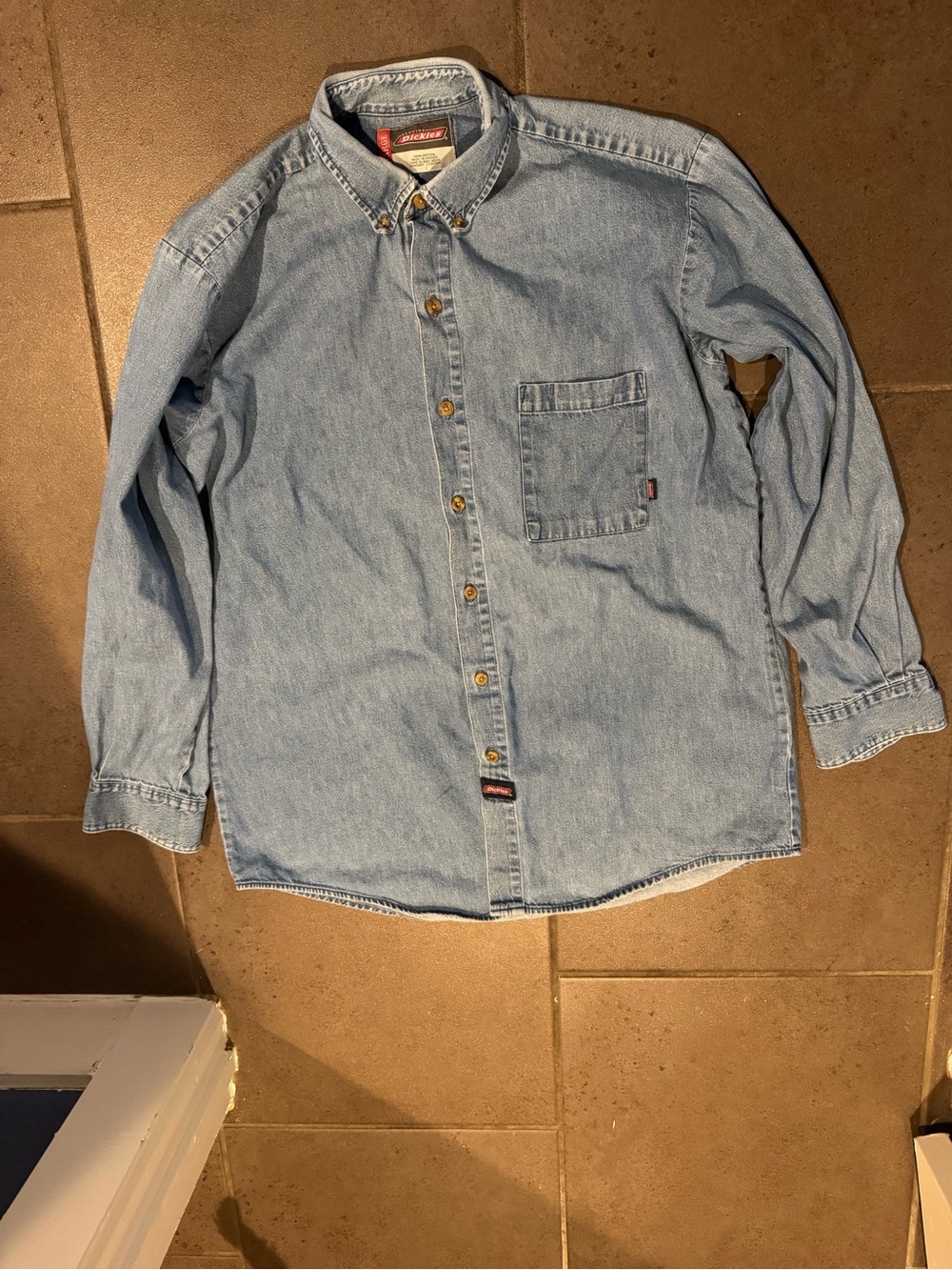 Dickies Light Blue Denim Button-Down Men's Shirt